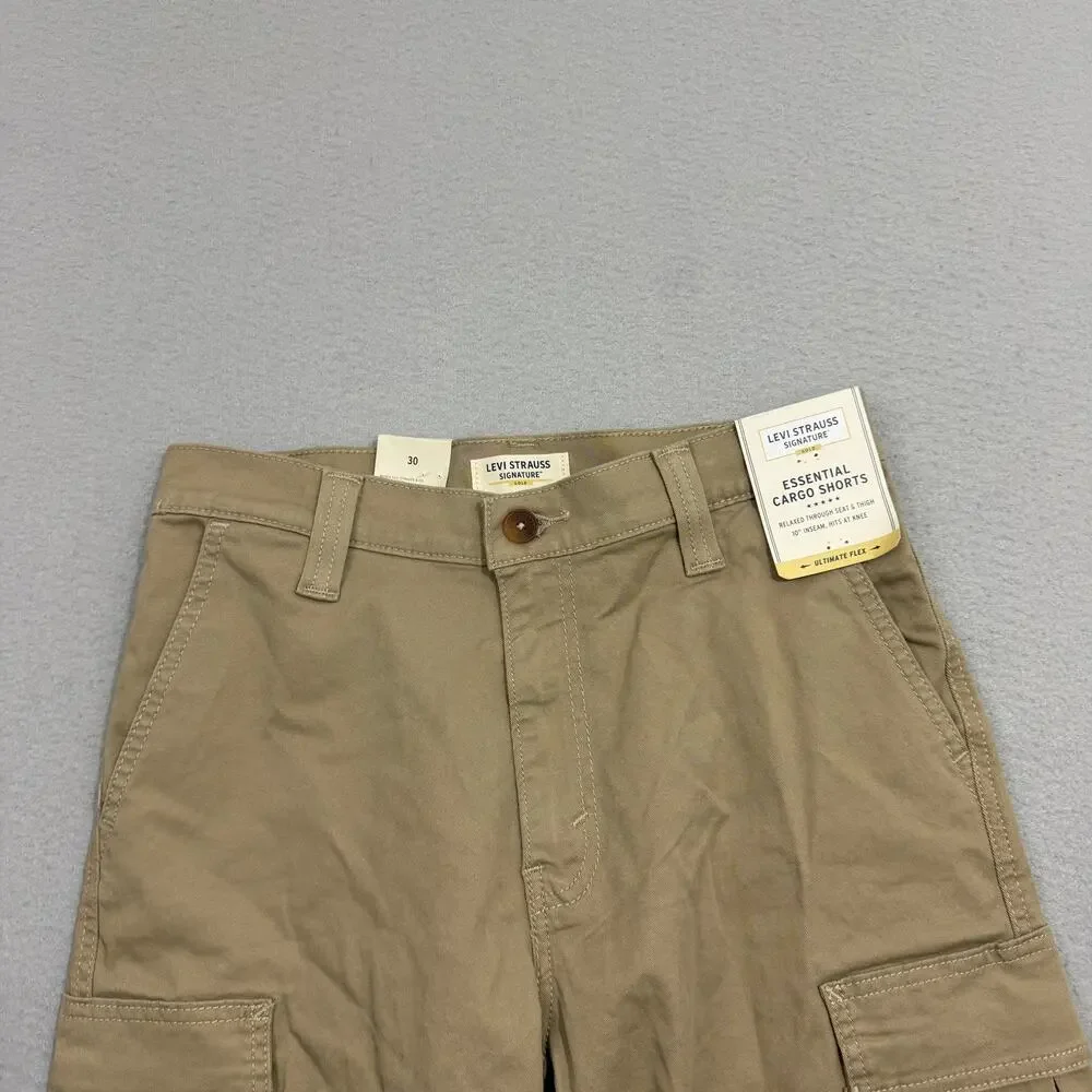 Signature by Levi Strauss Essential Cargo Shorts Men's 30 Tan Ultimate Flex NWT
